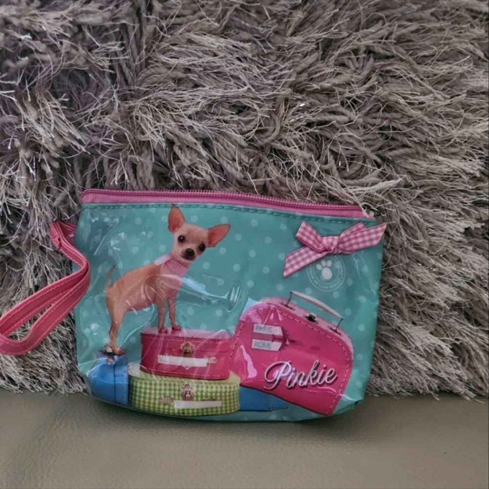 Cute cosmetics bag with small dog